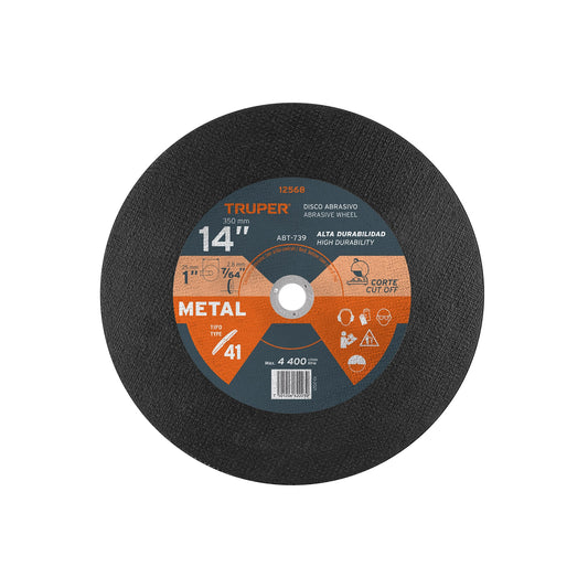 Disco Tipo 41 de 14' x 3.1 mm para corte de metal, TRUPER