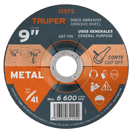 Disco de 9' para corte de metal, tipo 41, Truper