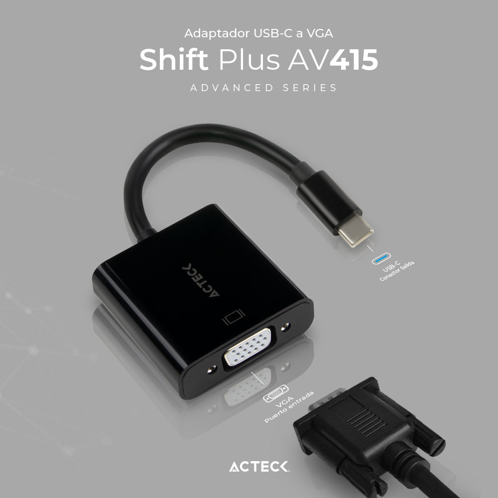 Adaptador USB-C a VGA ACTECK AV415 - Vista 2