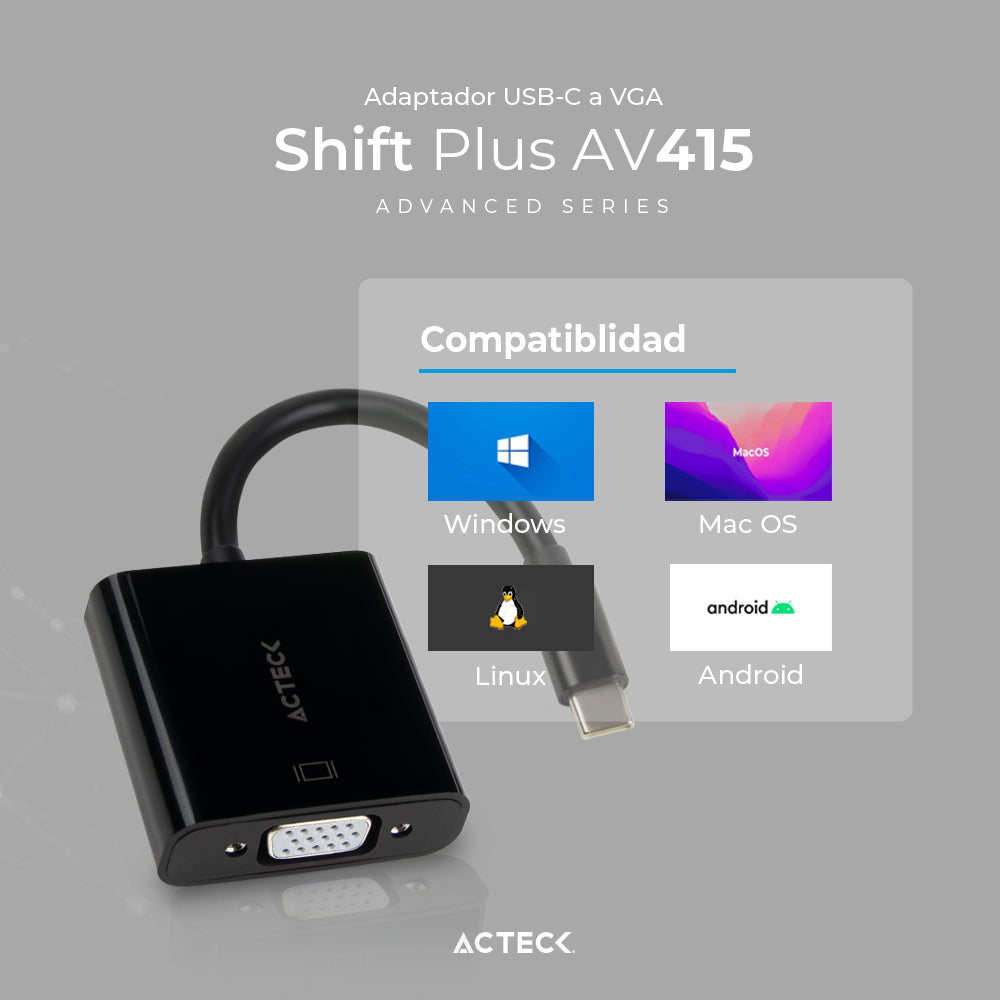 Adaptador USB-C a VGA ACTECK AV415 - Vista 4