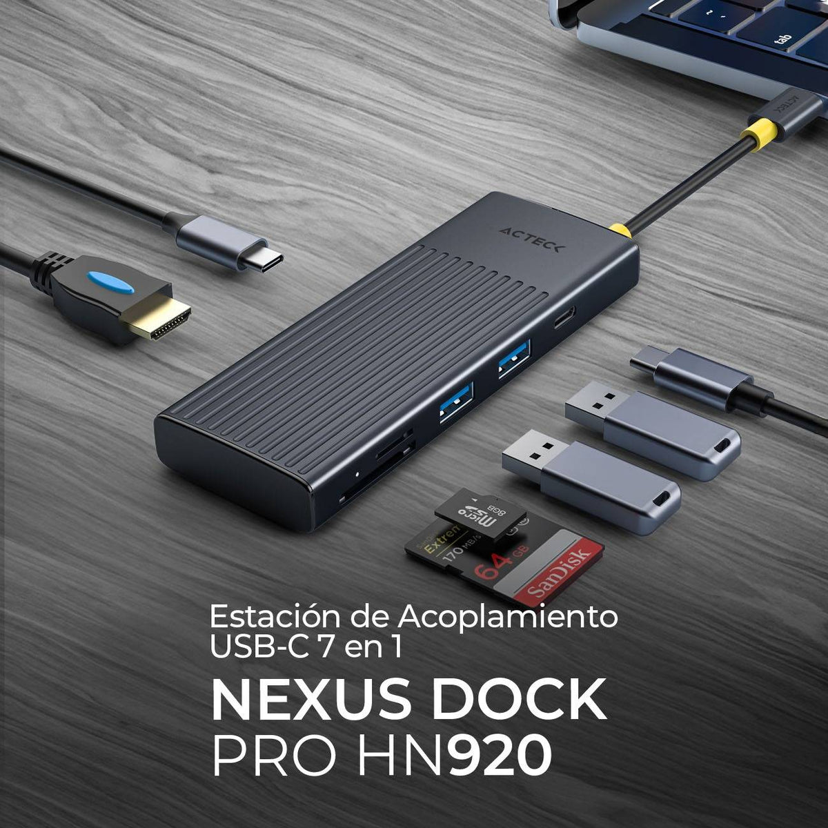 Concentradores Hub ACTECK Nexus Dock PRO HN920 - Vista 3