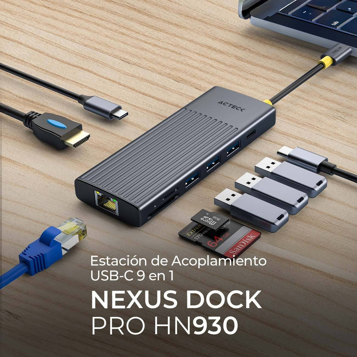 Concentradores Hub ACTECK NEXUS DOCK PRO HN930 - Vista 3