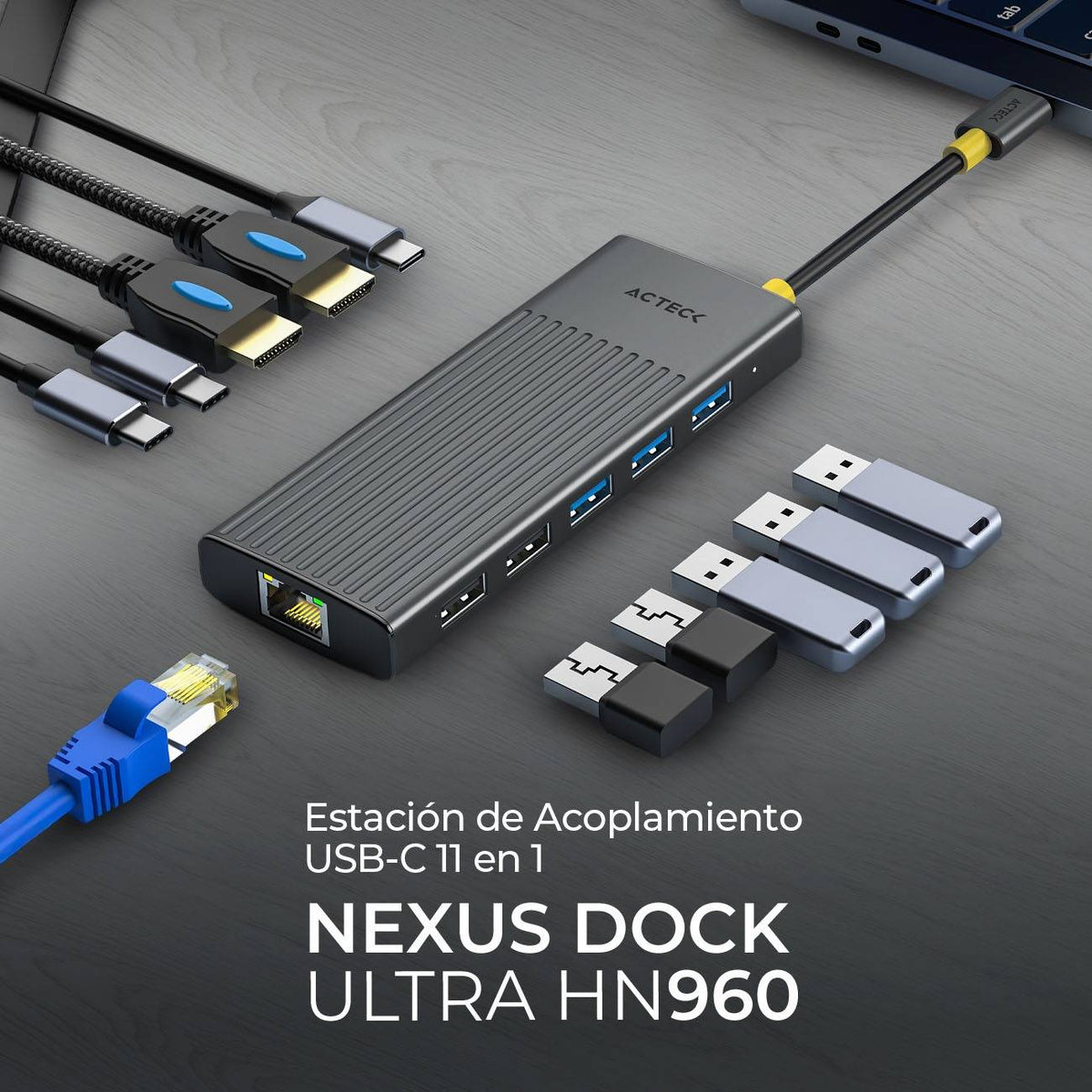 Concentradores Hub ACTECK NEXUS DOCK ULTRA HN960 - Vista 3