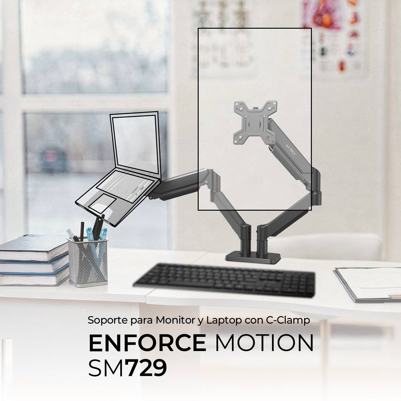 Soportes para Monitores ACTECK ENFORCE MOTION  SM729 - Vista 3