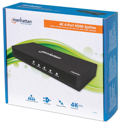 Video Splitter HDMI 4k@60Hz  MANHATTAN 207805 - Vista 8