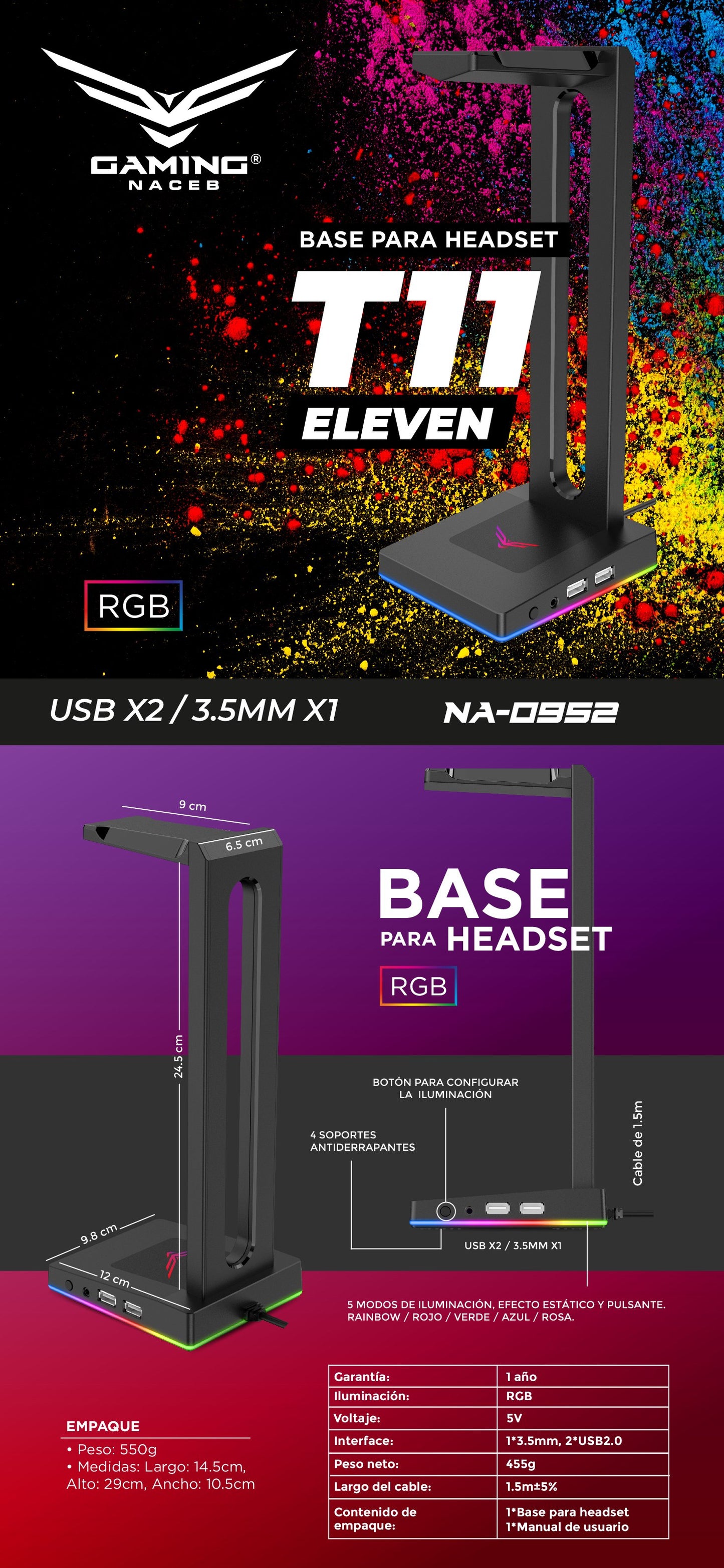 Base para Headset  Naceb Technology NA-0952 - Vista 7