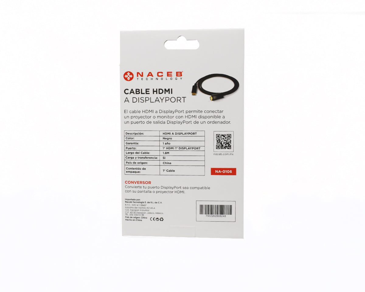 Adaptador HDMI a DisplayPort Naceb Technology NA-0106 - Vista 7