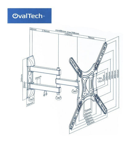 Soporte de Pared Movil para TV  OVALTECH De 23 - Vista 5