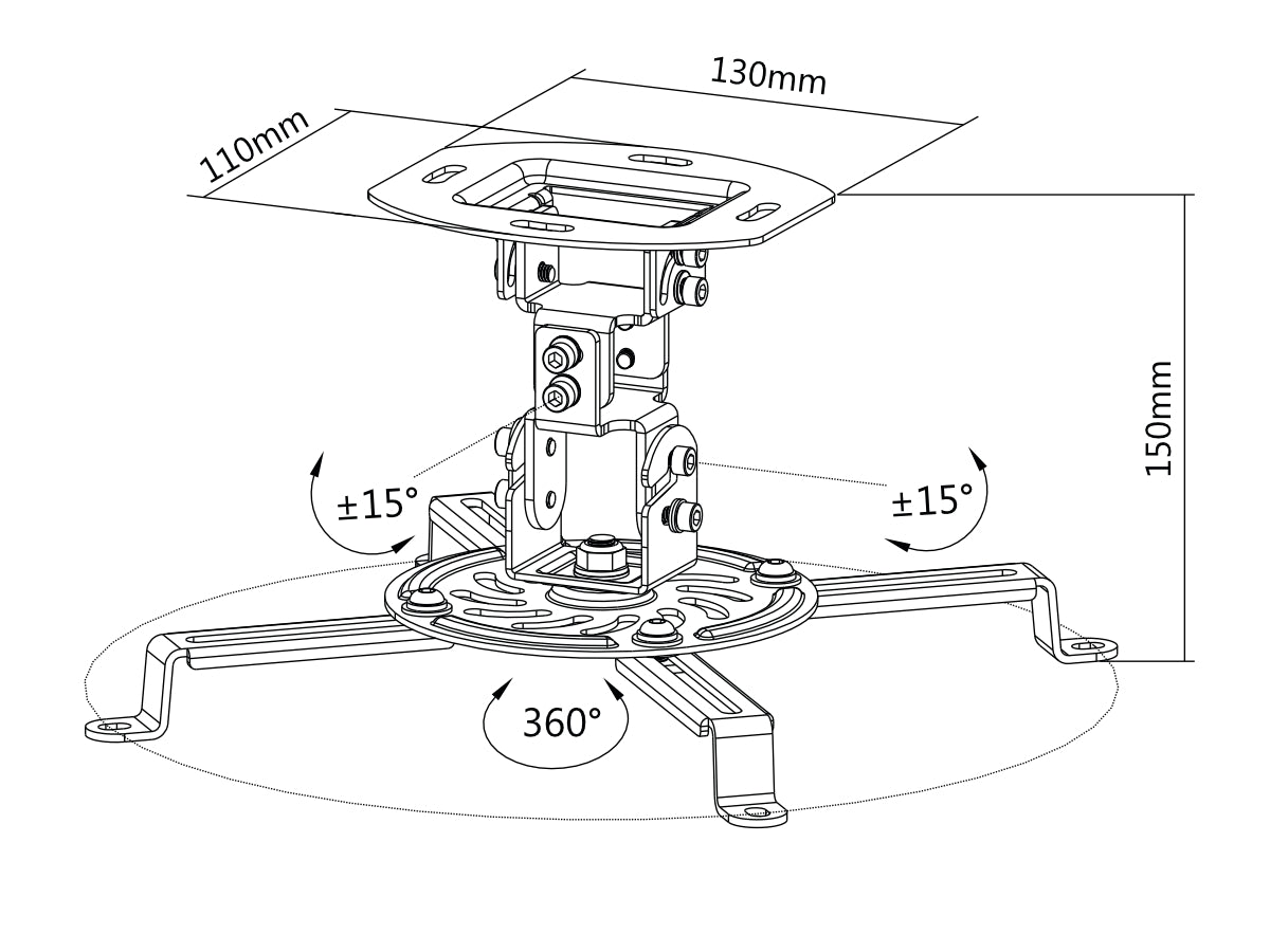 Soporte de Acero para Proyector OVALTECH OVPR-150MM - Vista 2