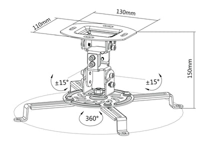 Soporte de Acero para Proyector OVALTECH OVPR-150MM - Vista 2
