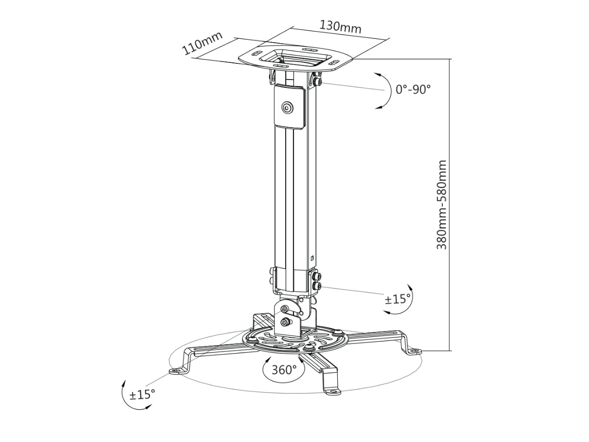 Soporte de Acero para Proyector OVALTECH OVPR-580MM - Vista 2