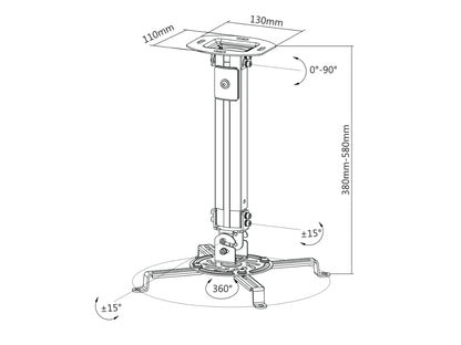 Soporte de Acero para Proyector OVALTECH OVPR-580MM - Vista 2