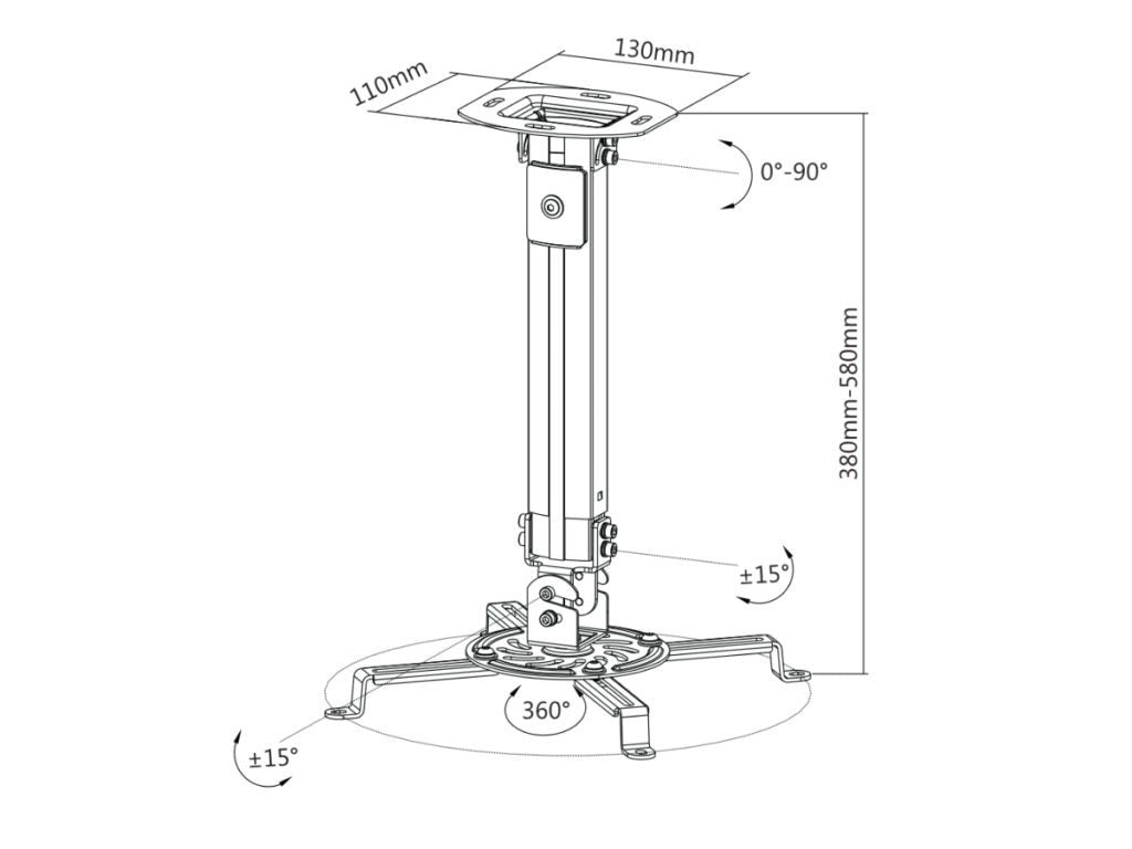 Soporte de Acero para Proyector OVALTECH OVPR-580MM - Vista 4