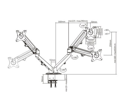 Soporte para Monitor OVALTECH OVM-D1727 - Vista 6