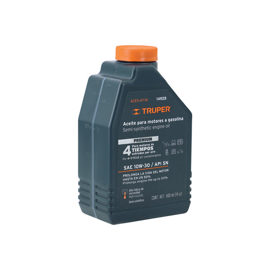 Aceite semi-sintético, 4 tiempos, 400 ml (14 oz), Truper