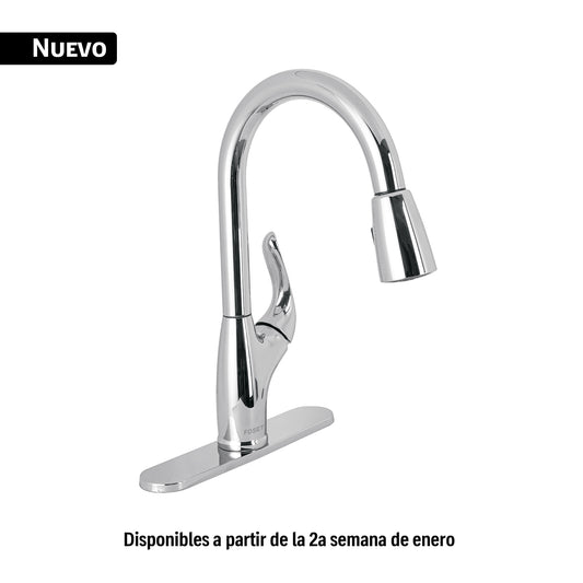 Monomando fregadero cromo, nariz retractil, FOSET AERO