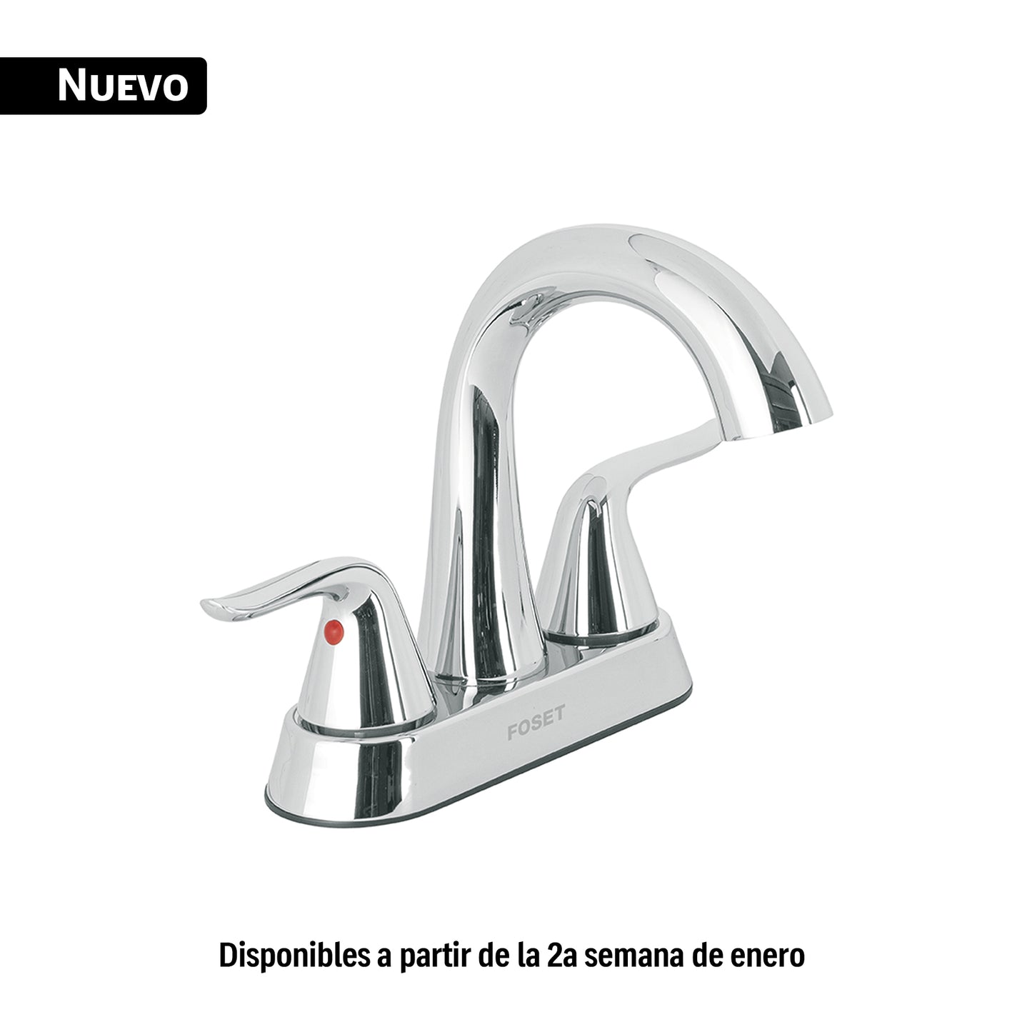 Mezcladora lavabo 4' cromo, cuello alto, palanca, FOSET AERO