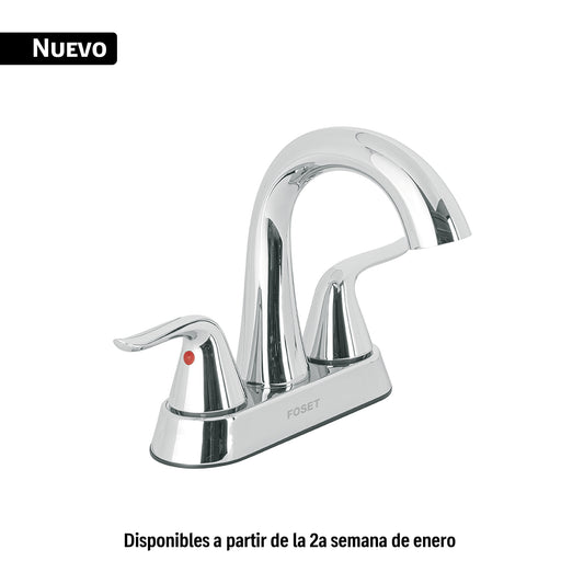 Mezcladora lavabo 4' cromo, cuello alto, palanca, FOSET AERO