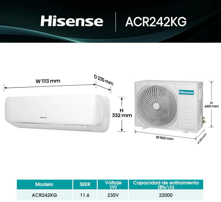 Aires Acondicionados Hisense ACR242KG - Vista 2