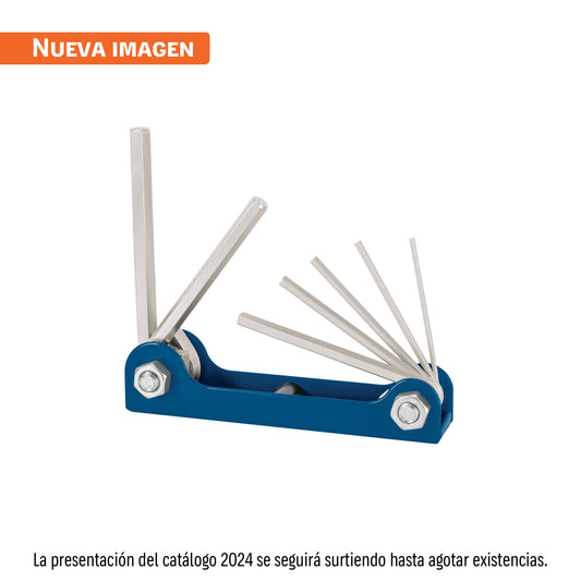 Juego de 7 llaves allen mm tipo navaja, cuerpo de lámina
