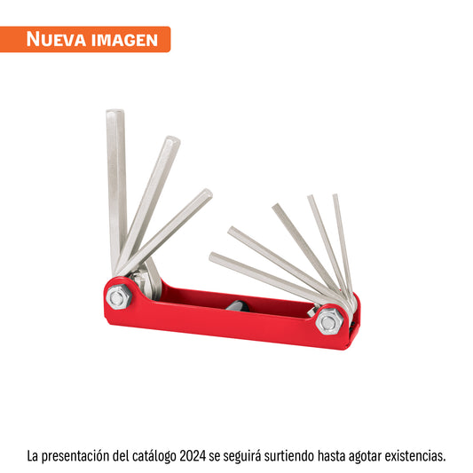 Juego de 8 llaves allen std tipo navaja, cuerpo de lámina