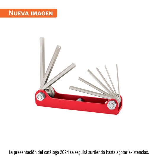 Juego de 9 llaves allen std tipo navaja, cuerpo de lámina