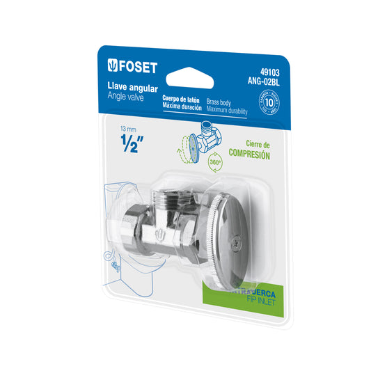 Llave angular de 1/2', de compresión, blíster, FOSET
