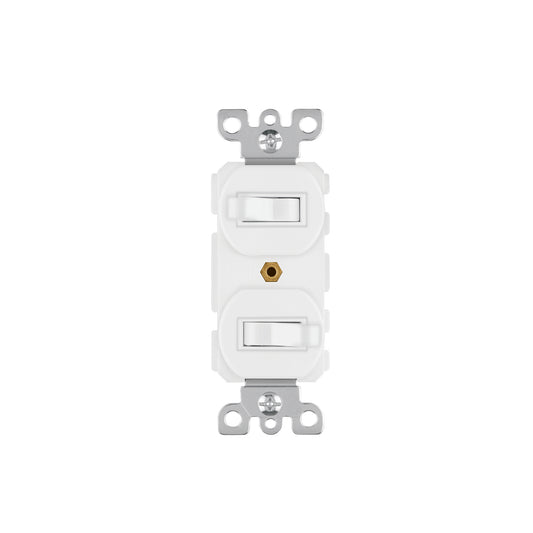 Interruptor dúplex de palanca, Standard, blanco, Volteck