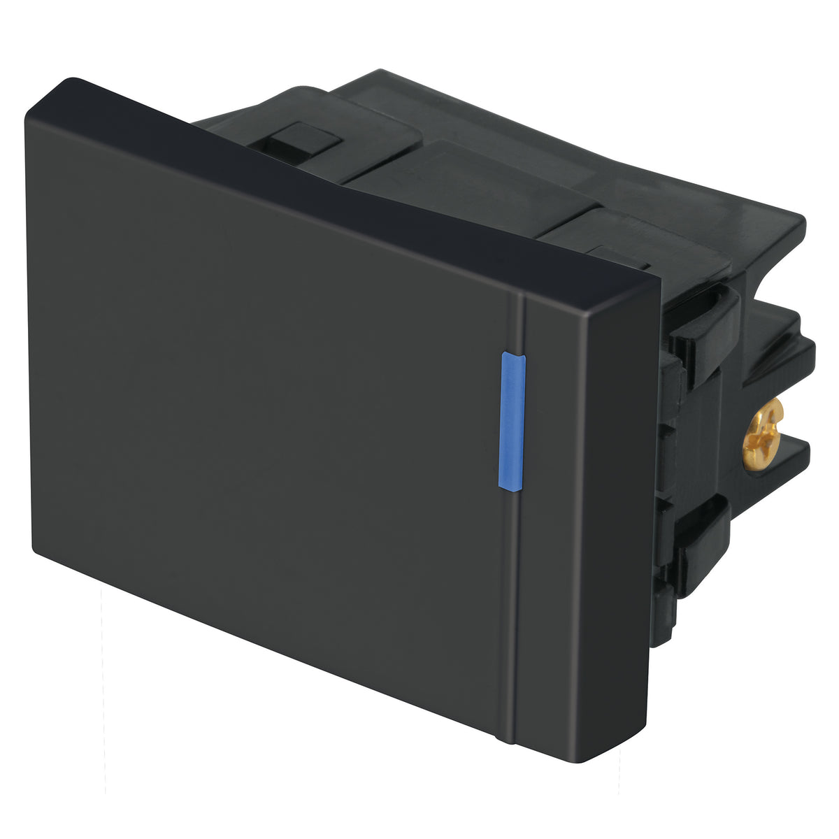 Interruptor de 3 vías, 1.5 módulos, línea Española, negro