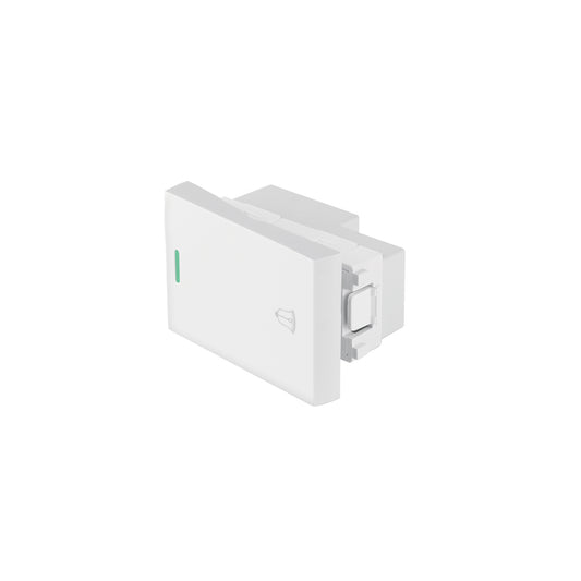Interruptor para timbre blanco de 1.5 módulos, línea Lisboa