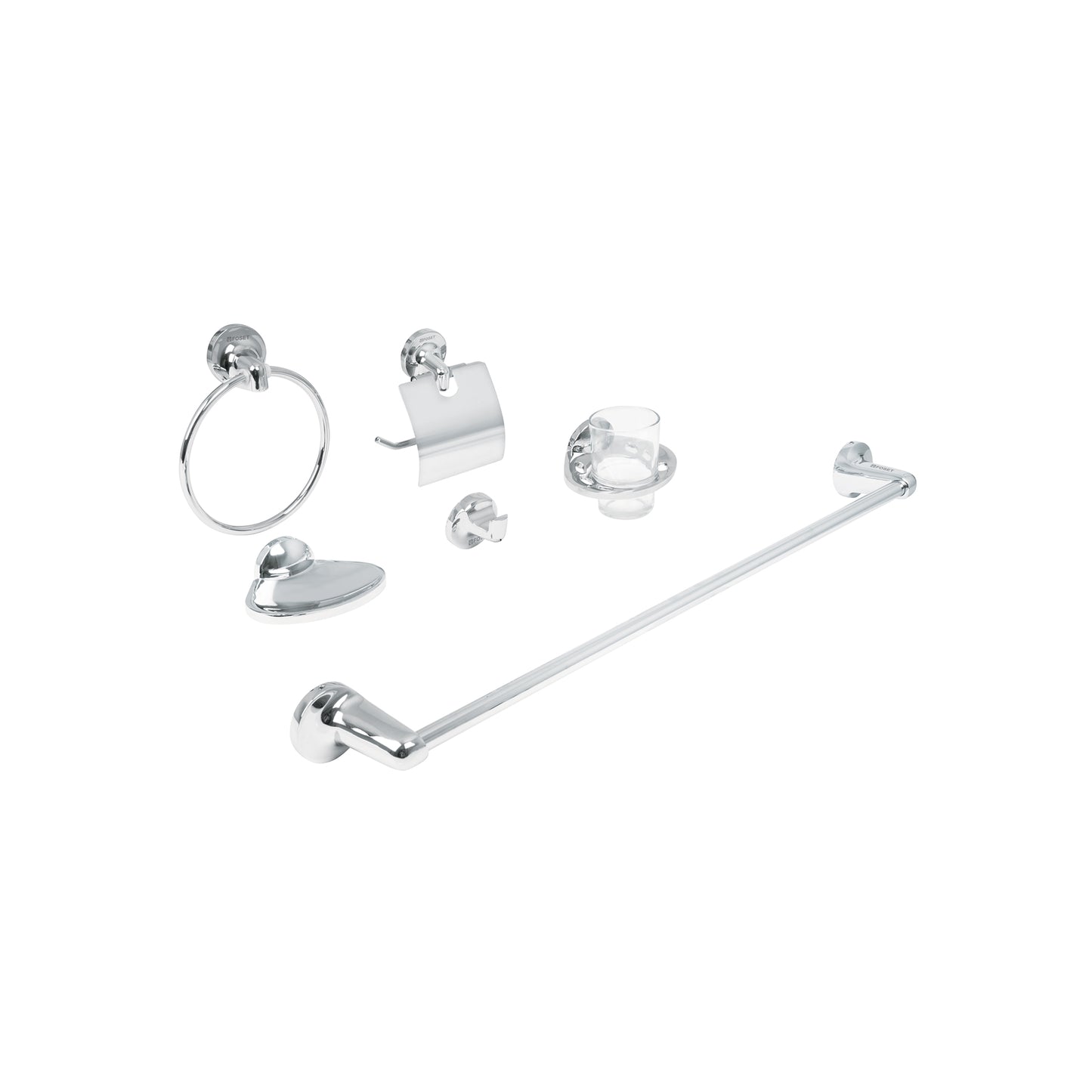 Juego de 6 accesorios para baño metálicos, Foset Aqua