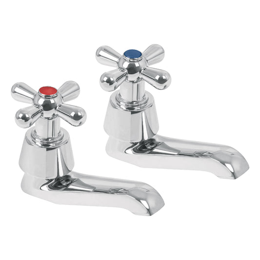 Juego 2 llaves individuales para lavabo, cromo, cruceta,AQUA