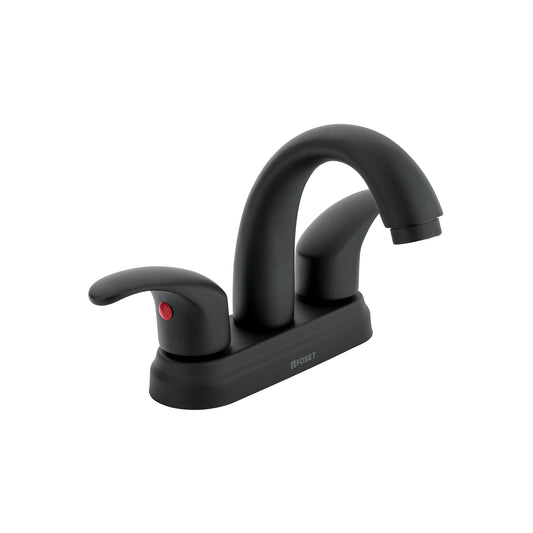 Mezcladora lavabo 4' negro, nariz curva, palanca, AQUA