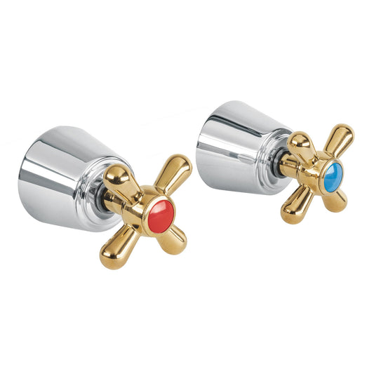 Juego de manerales de cruceta para regadera, cromo oro,Aqua