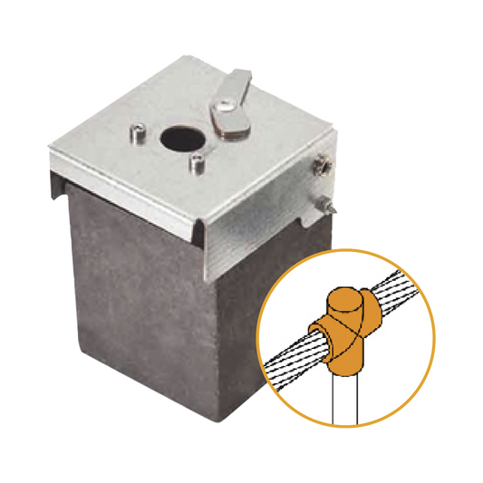 Molde de Grafito Vertical Uni�n en T / Cable 2/0 AWG a Pica 5/8 in / 70 Soldaduras / Acero Electrogalvanizado / Normativa IEC 62305
