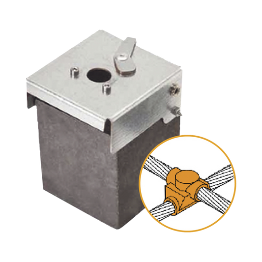 Molde de Grafito Horizontal Uni�n en Cruz / Cable 2/0 AWG (70 mm�) / 50 Soldaduras / Acero Electrogalvanizado / Normativa IEC 62305