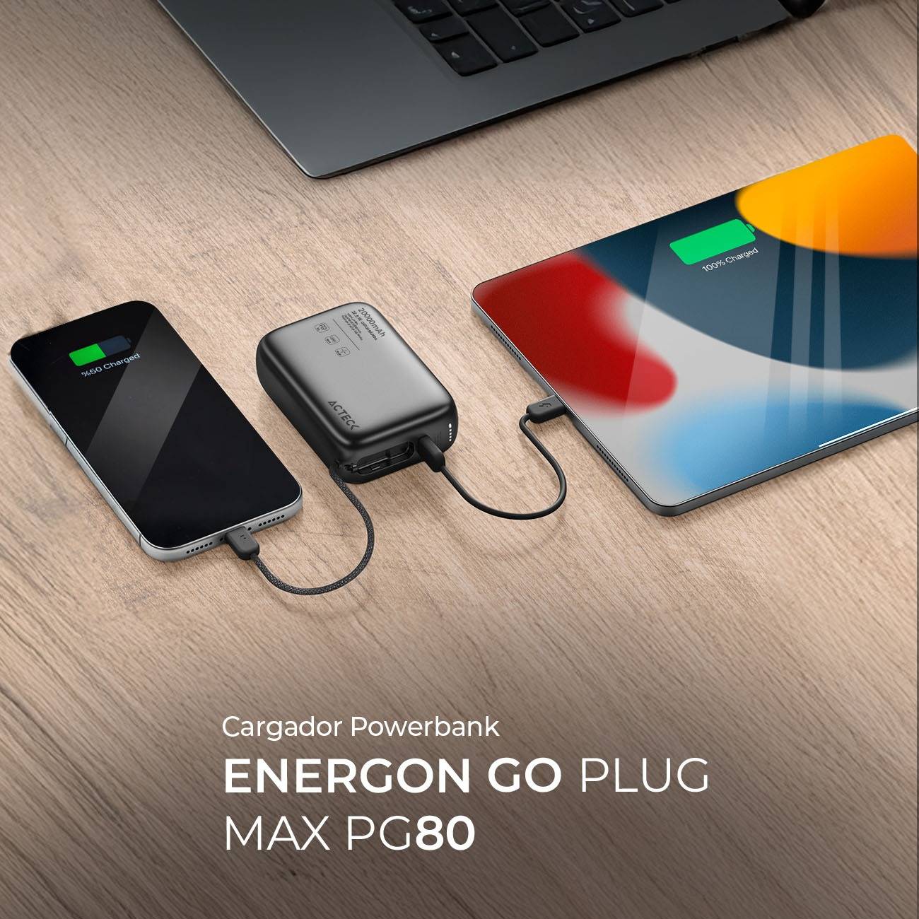 Power banks ACTECK ENERGON GO PLUG MAX PG80 - Vista 3