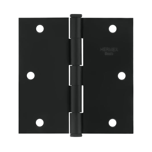 Bisagra cuadrada 3-1/2', negro mate, cabeza plana, BASIC