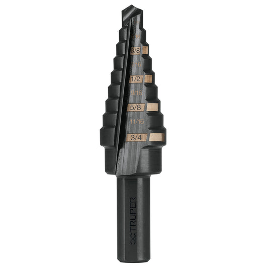 Broca escalonada óxido negro 9 escalones 1/4' a 3/4', Truper