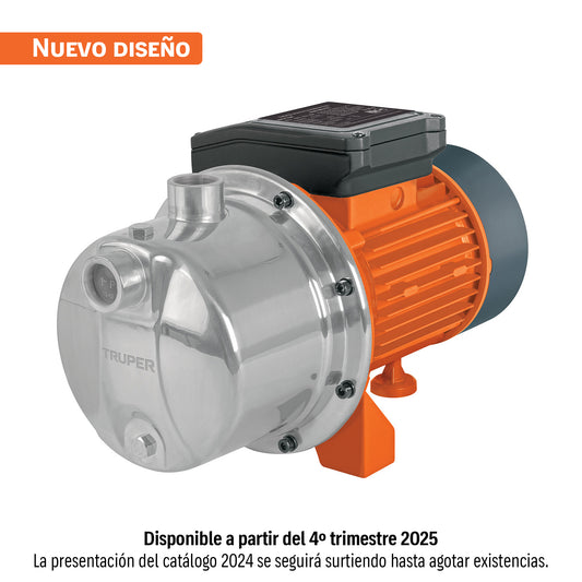 Bomba eléctrica tipo jet para agua, acero inoxidable, 1 HP