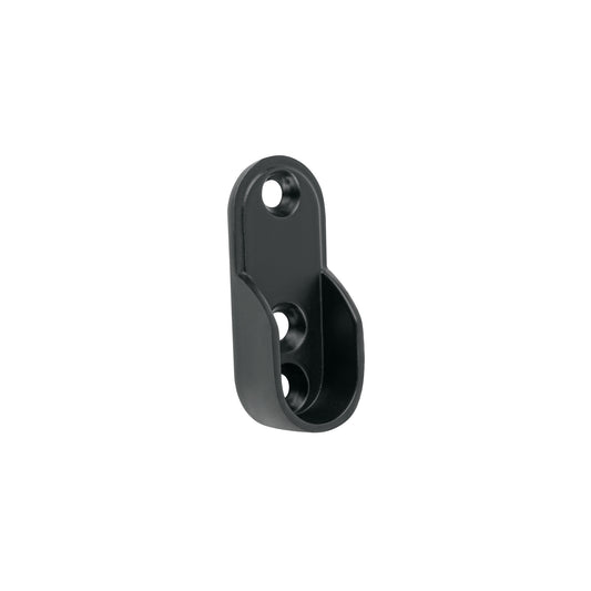 Brida negra para tubo ovalado de closet, HERMEX
