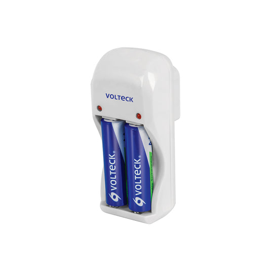 Cargador de pilas, AA, AAA y 9V, incluye 2 pilas AA, Volteck
