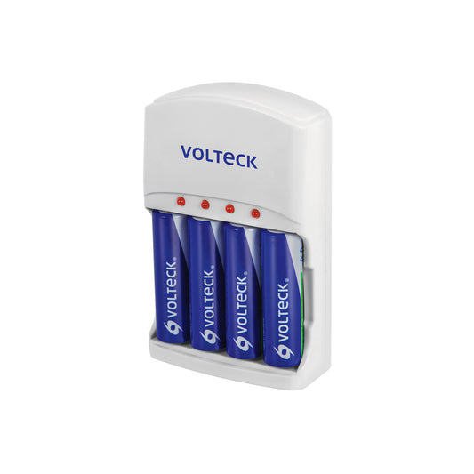 Cargador de pilas, AA, AAA y 9V, incluye 4 pilas AA, Volteck