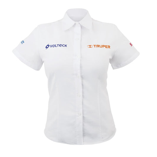 Camisa manga corta para mujer, blanca, M, Truper