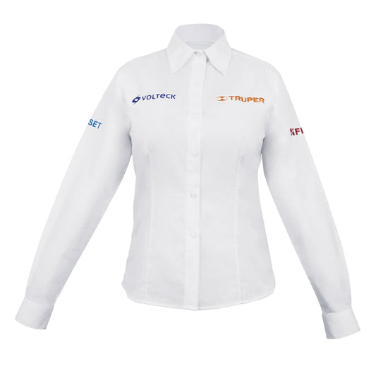 Camisa manga larga para mujer, blanca, M, Truper