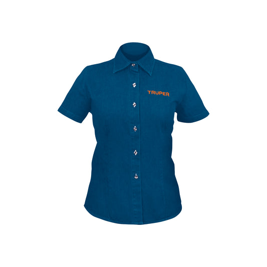Camisa de mezclilla manga corta para mujer, M, Truper