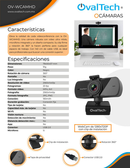 Webcam OVALTECH OV-WCAMHD - Vista 3