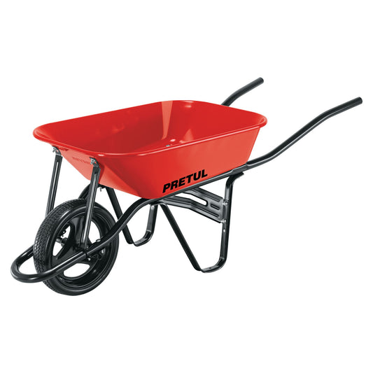 Carretilla 3.5 ft3 roja,angosta, imponchable, tubular,PRETUL