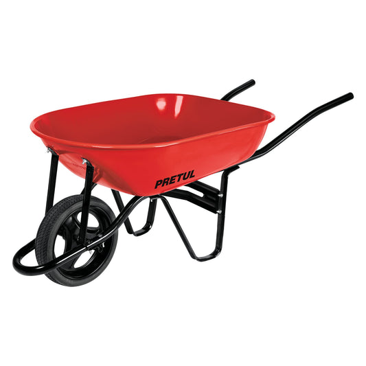 Carretilla 5.5 ft3 roja,imponchable,bastidor tubular, PRETUL