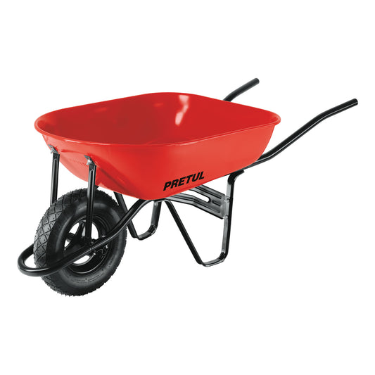Carretilla 5.5 ft3 roja,neumática,bastidor tubular, PRETUL